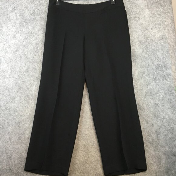 Talbots Dress Pants 18 High Rise Straight Wide Leg Solid Black Side Zip Career - Picture 1 of 15